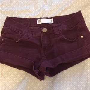Maroon low rise shorts
